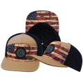 **YOUTH** THB  - 7 Panel - Stained Flag - Light Tan / Navy - Laser Mesh (Unisex)