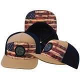 THB - 7 Panel - Stained Flag - Light Tan / Navy - Laser Mesh (Unisex)