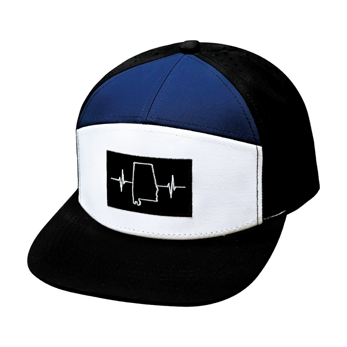 Alabama - 7 Panel - Black / White / Navy - Laser Mesh (Unisex)