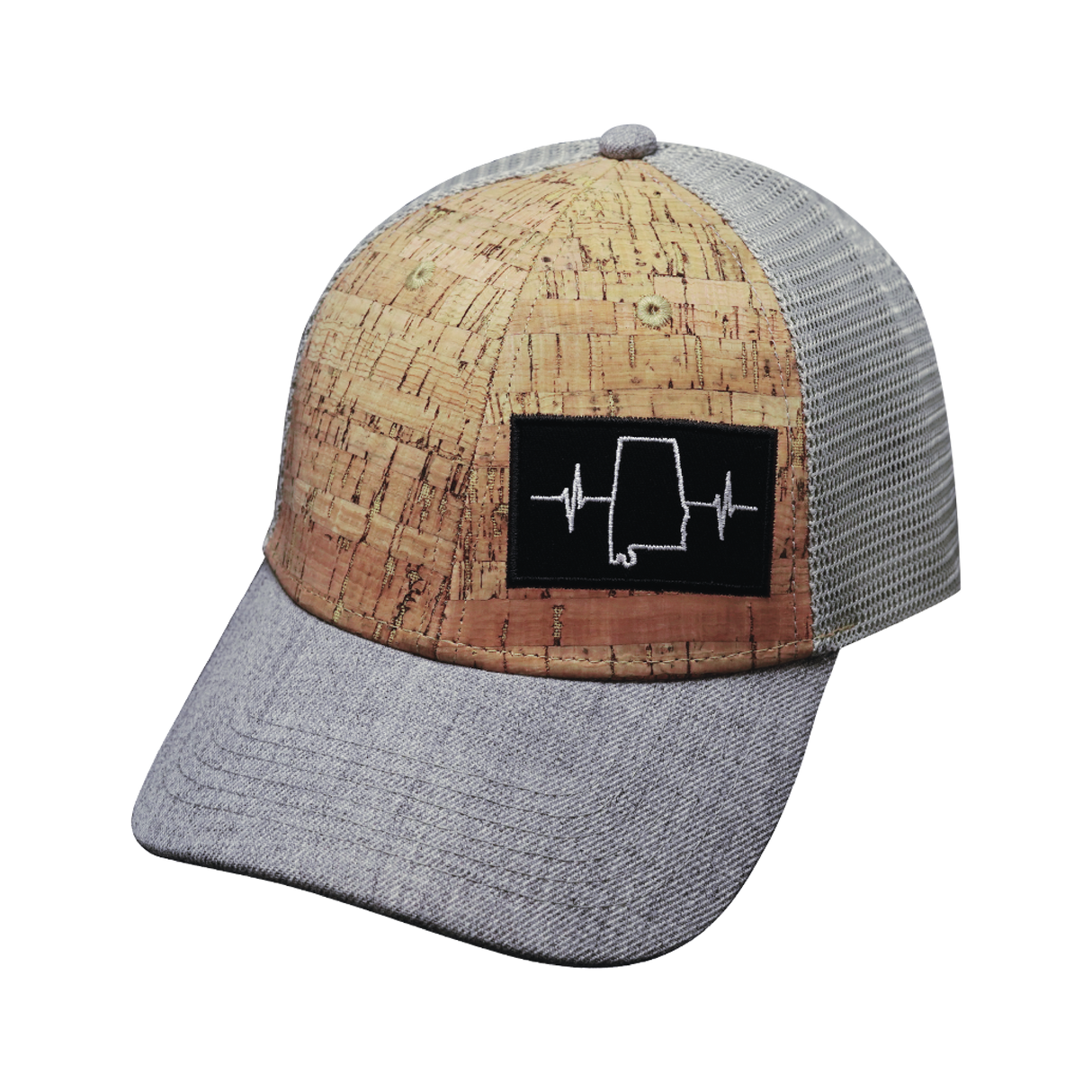 Alabama - 6 Panel - Shallow Fit - Cork - Heather Gray / Gray - Trucker Mesh (Unisex)