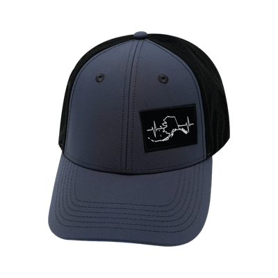 Alaska - 6 Panel - Shallow Fit - Pony Tail - Charcoal / Black - Laser Mesh (Unisex)