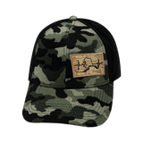 Alaska - 6 Panel - Shallow Fit - Pony Tail - Camo / Black - Soft Trucker Mesh (Unisex)