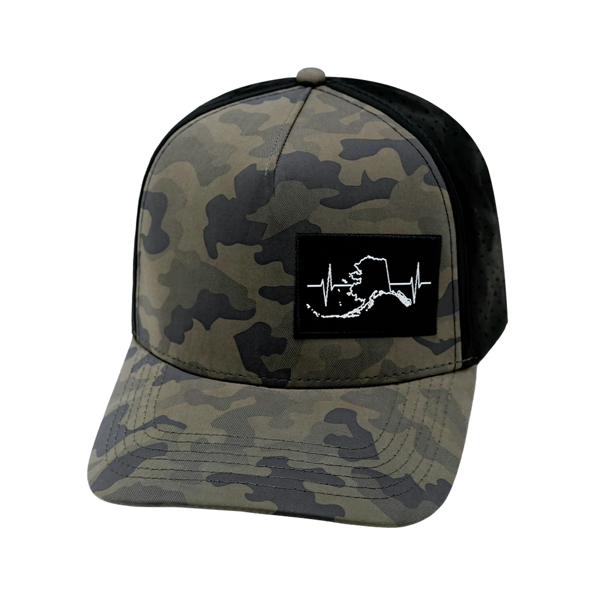 Alaska - 5 Panel - Structured - Soft Charcoal Camo / Black - Laser Mesh(Unisex)