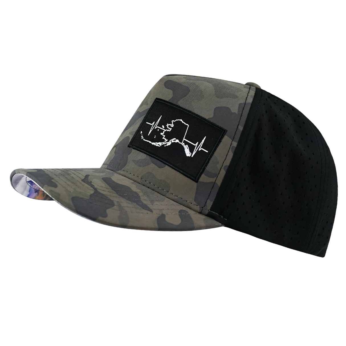 Alaska - 5 Panel - Structured - Soft Charcoal Camo / Black - Laser Mesh(Unisex)