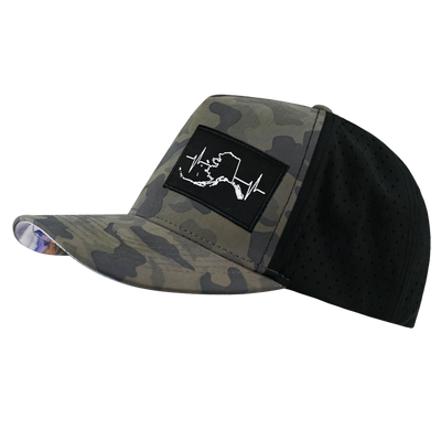 Alaska - 5 Panel - Structured - Soft Charcoal Camo / Black - Laser Mesh(Unisex)