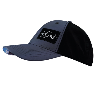 Alaska - 6 Panel - Shallow Fit - Pony Tail - Charcoal / Black - Laser Mesh (Unisex)