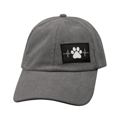 Dog - 6 Panel - Unstructured - Corduroy - Charcoal - Fabric Back (Unisex)