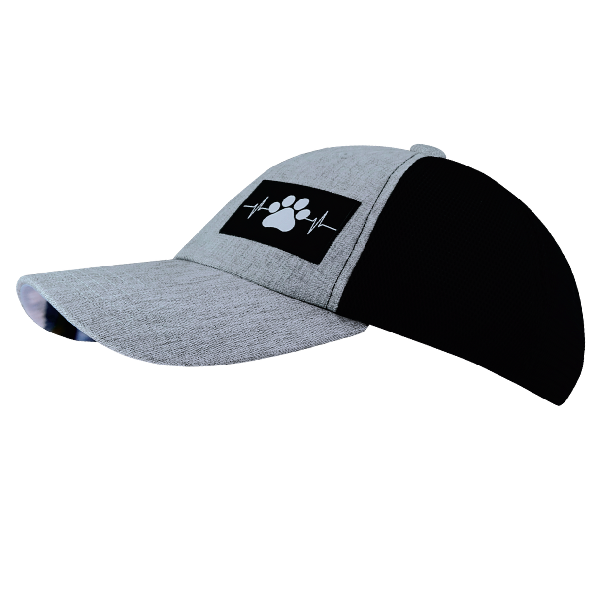 Dog - 6 Panel - Unstructured - Heather Gray / Black - Soft Trucker Mesh (Unisex)