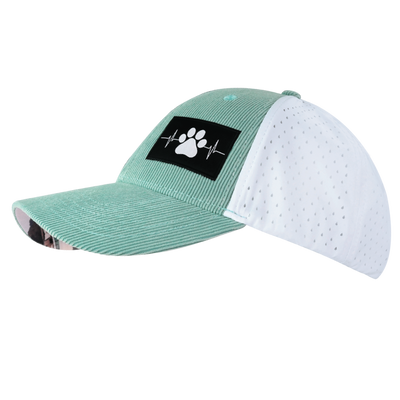 Dog - 6 Panel - Shallow Fit - Pony Tail - Corduroy - Mint / White - Laser Mesh (Unisex)