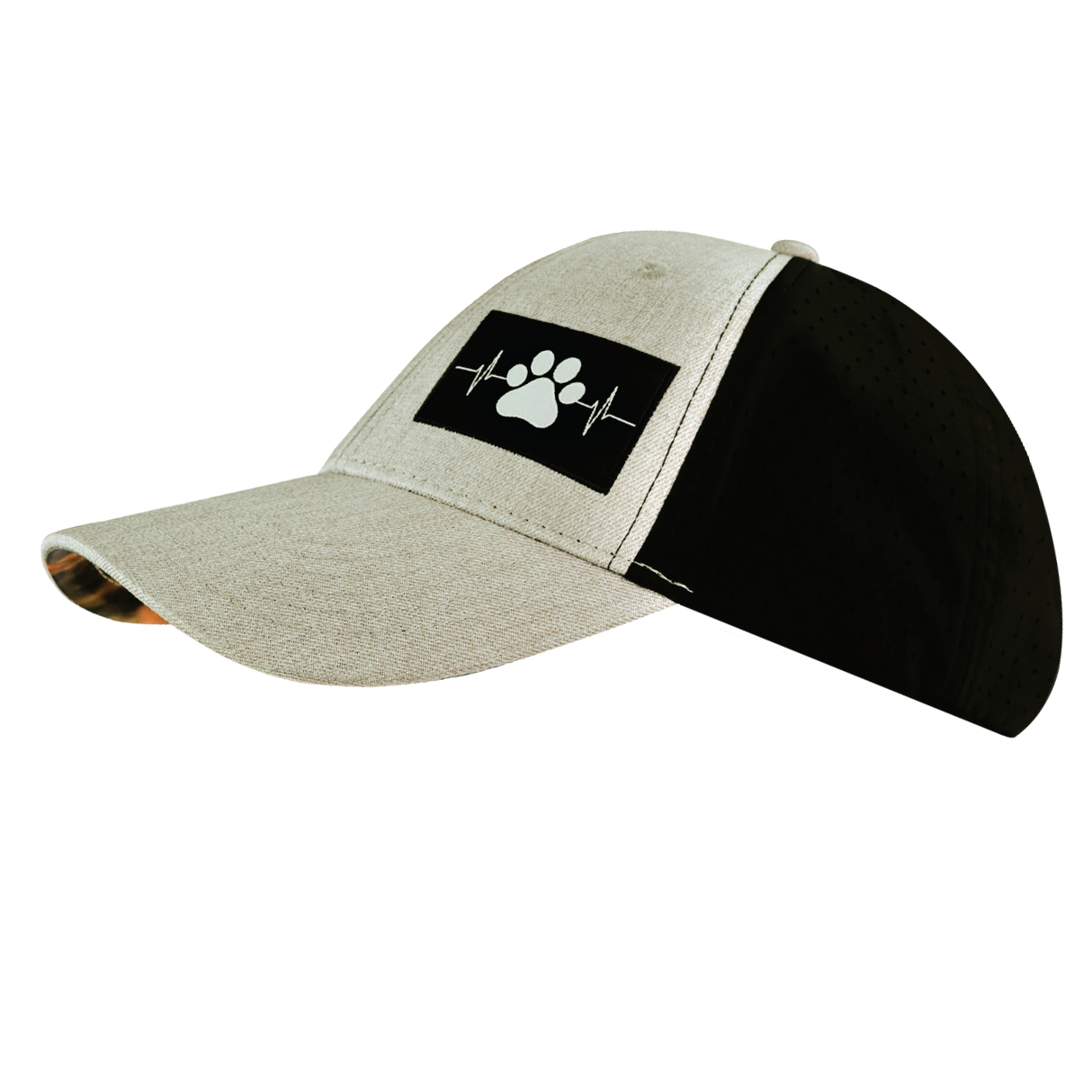 Dog - 6 Panel - Shallow Fit - Pony Tail - Tan / Black - Laser Mesh (Unisex)
