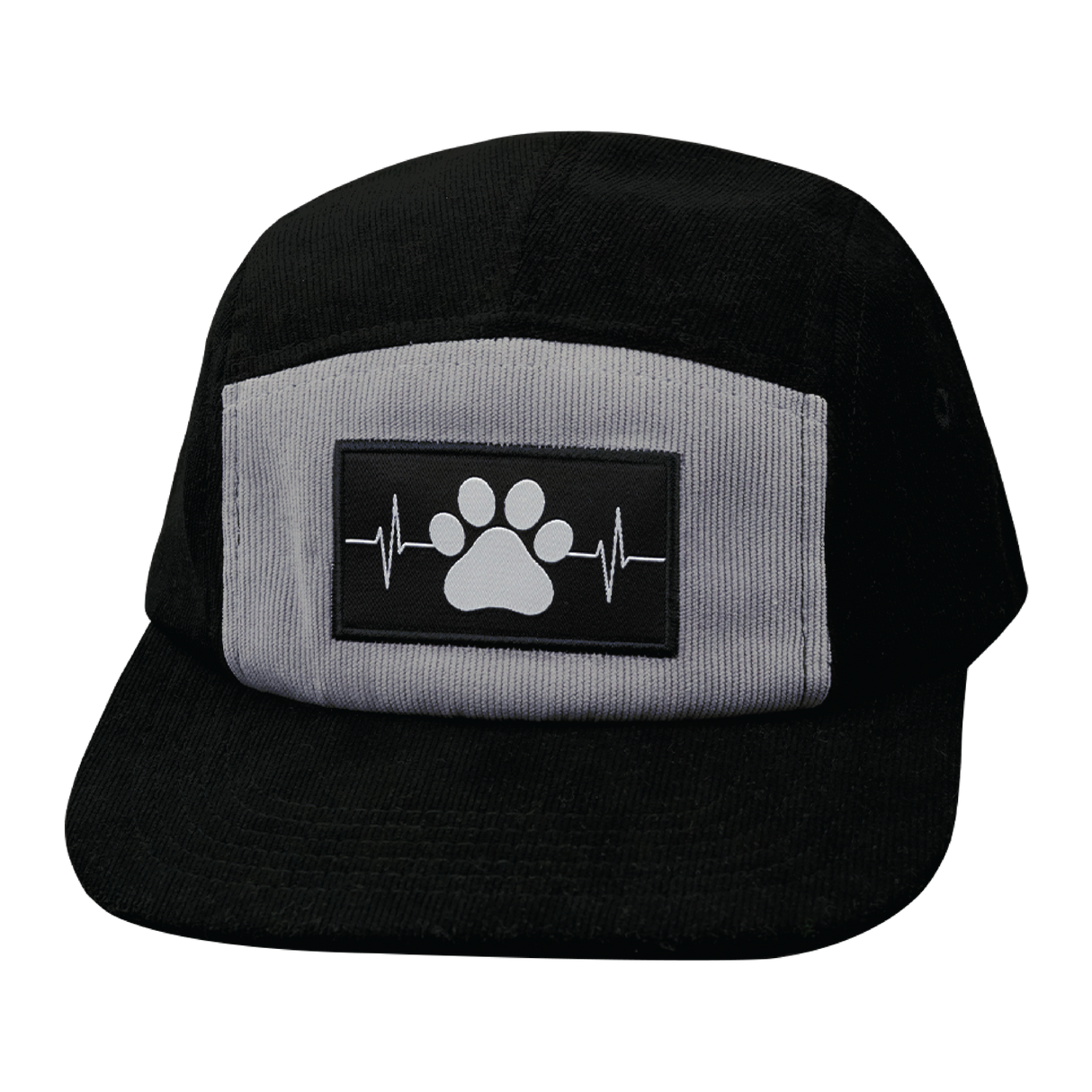 Dog - 5 Panel - Unstructured - Corduroy - Black / Gray - Fabric Back (Unisex)