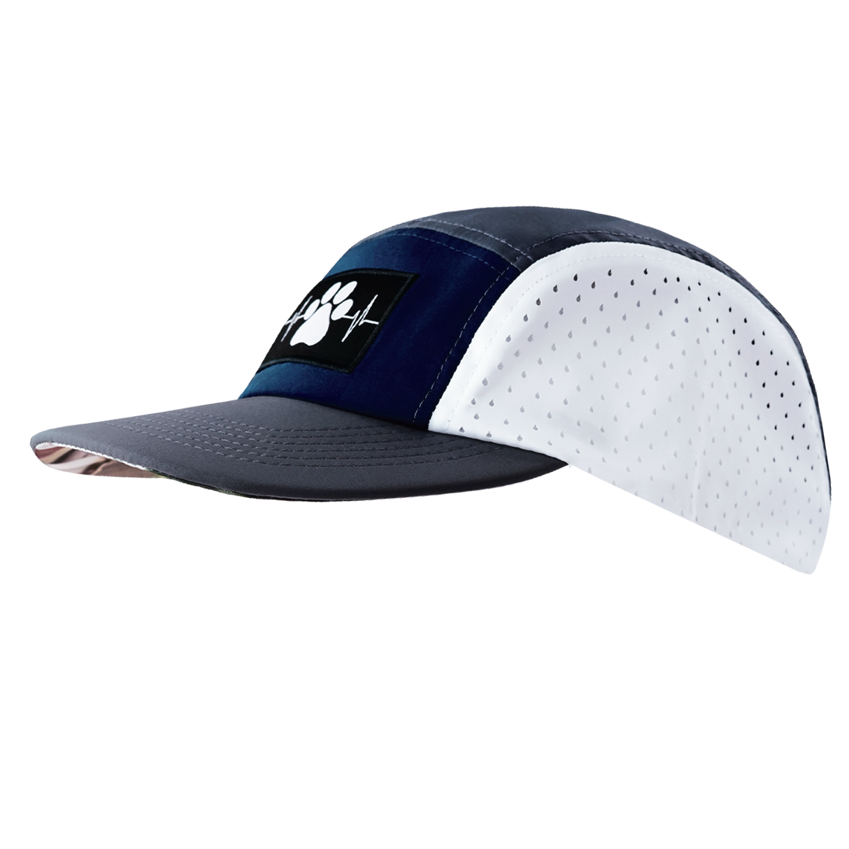 Dog - 5 Panel - Sporty - Unstructured - Charcoal / Navy / White - Laser Mesh (Unisex)
