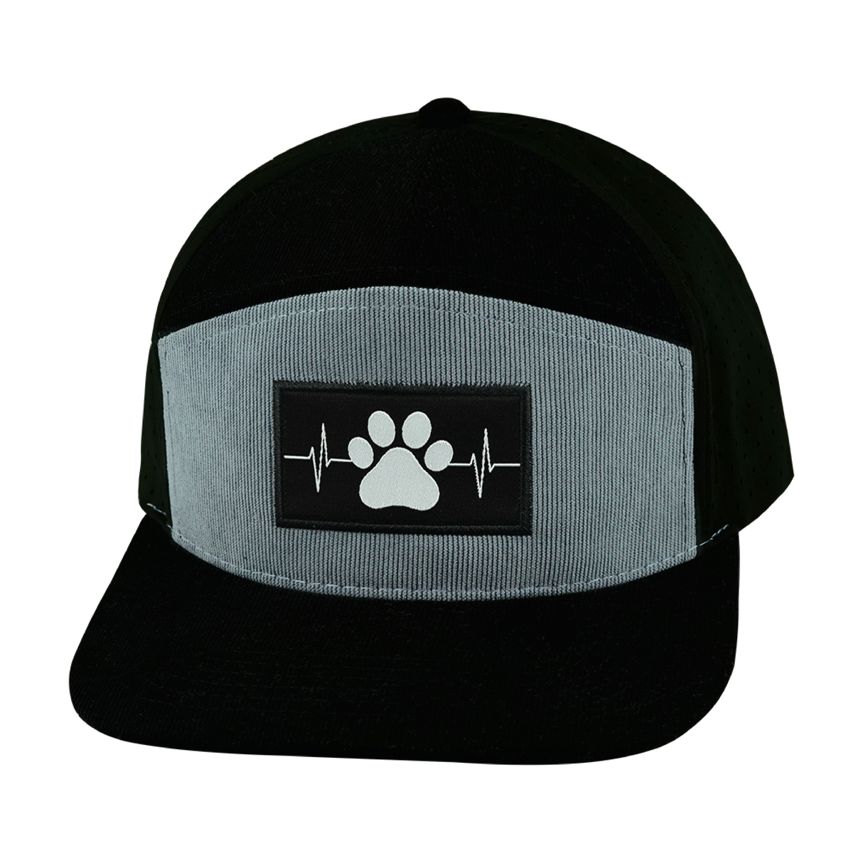 Dog - 7 Panel - Corduroy - Black / Gray Blue - Laser Mesh (Unisex)