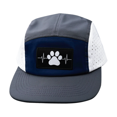 Dog - 5 Panel - Sporty - Unstructured - Charcoal / Navy / White - Laser Mesh (Unisex)