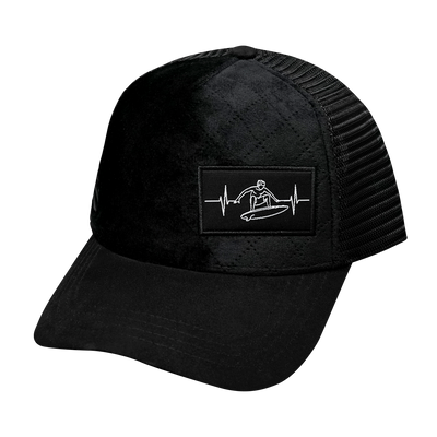 Surf - 5 Panel - Quilted - Black - Trucker Mesh (Unisex)