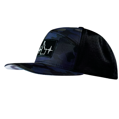 Idaho - 7 Panel - Navy Camo / Black - Laser Mesh (Unisex)