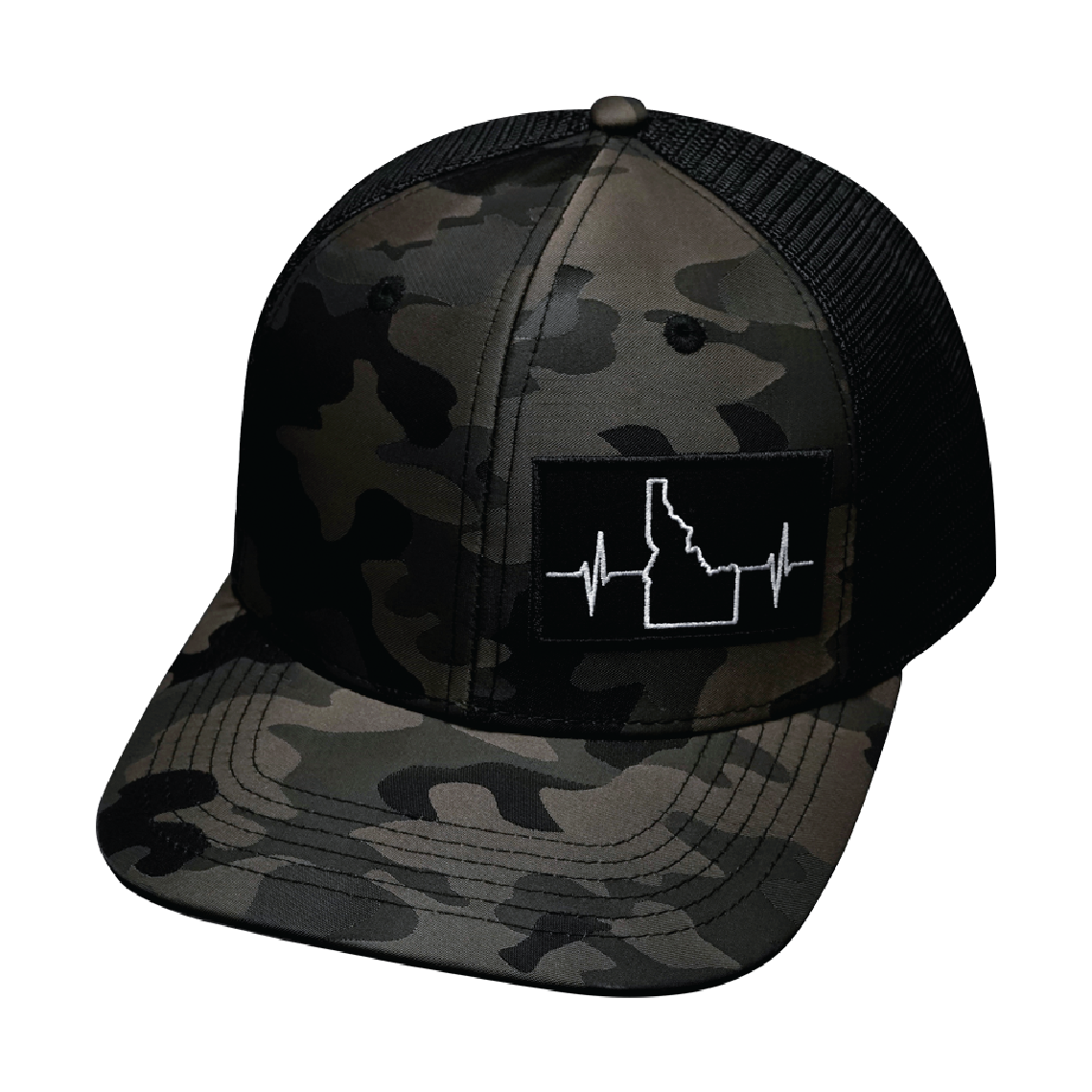 Idaho - 6 Panel - Tan Camo / Black - Laser Mesh (Unisex)