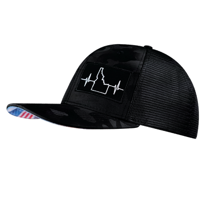 Idaho - 6 Panel - Black Camo / Black  - Trucker Mesh (Unisex)