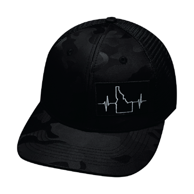 Idaho - 6 Panel - Black Camo / Black  - Trucker Mesh (Unisex)