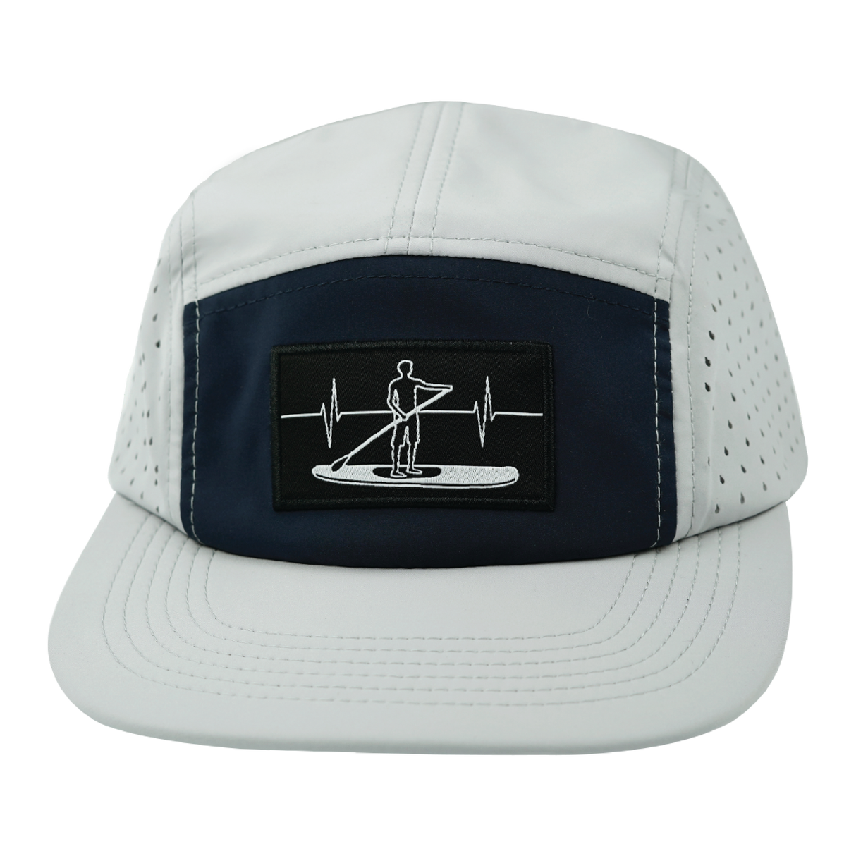 Paddle Board - 5 Panel - Sporty - Unstructured - Gray / Navy - Laser Mesh (Unisex)