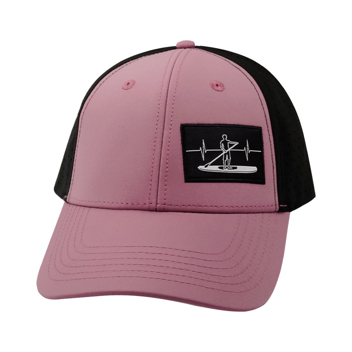 Paddle Board - 6 Panel - Shallow Fit - Pony Tail - Dusty Pink / Black - Laser Mesh (Unisex)