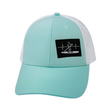 Paddle Board - 6 Panel - Shallow Fit - Pony Tail - Mint / White - Laser Mesh (Unisex)