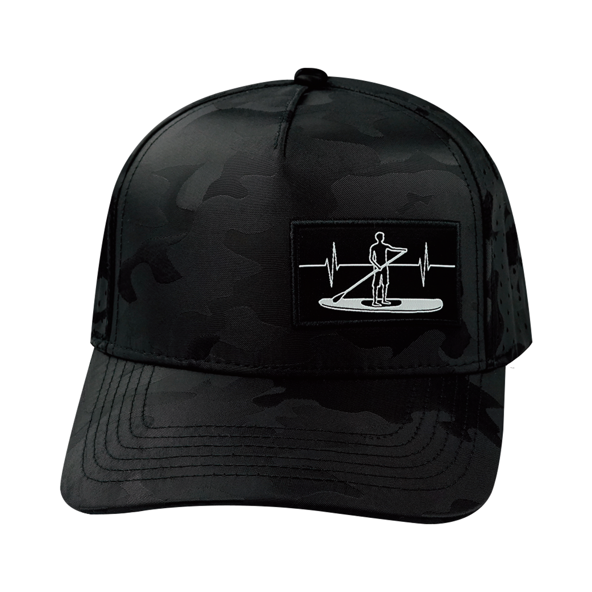 Paddle Board - 5 Panel - Structured - Black Camo - Laser Mesh (Unisex)