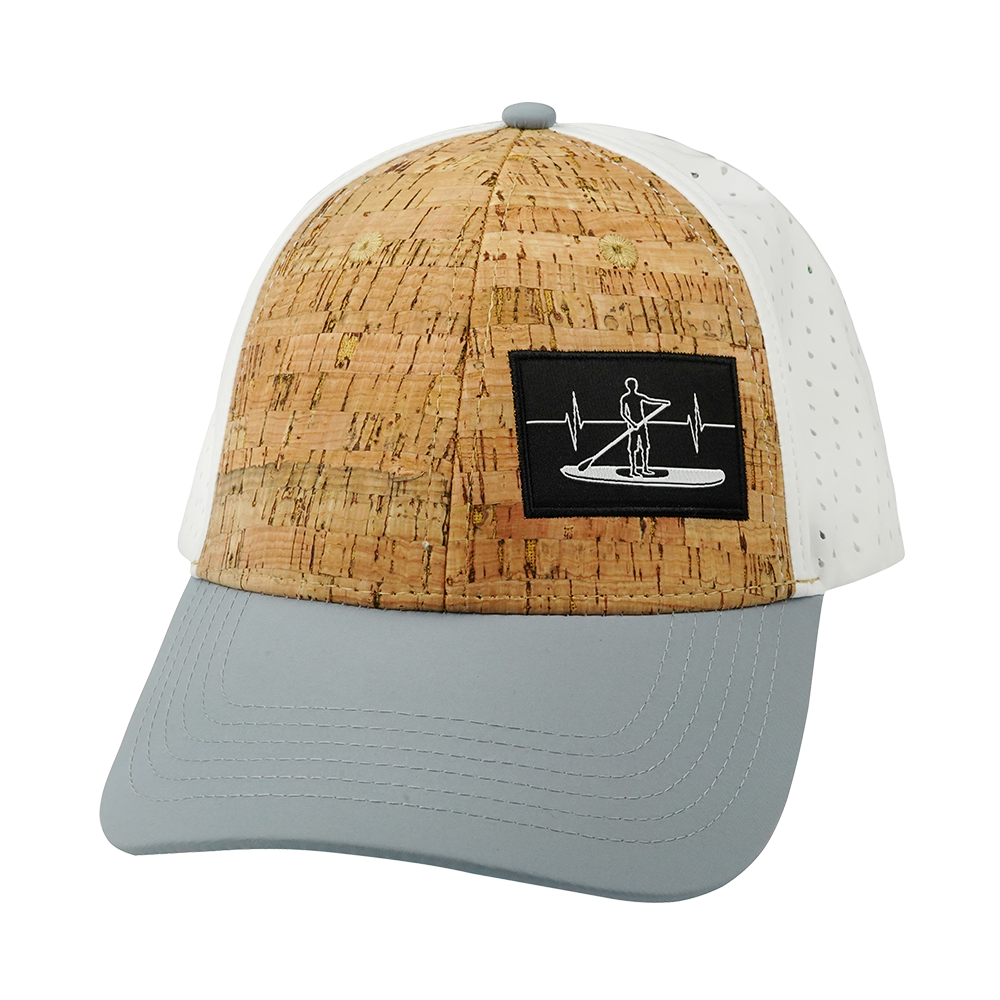 Paddle Board - 6 Panel - Shallow Fit - Pony Tail - Cork - Gray / White - Laser Mesh (Unisex)