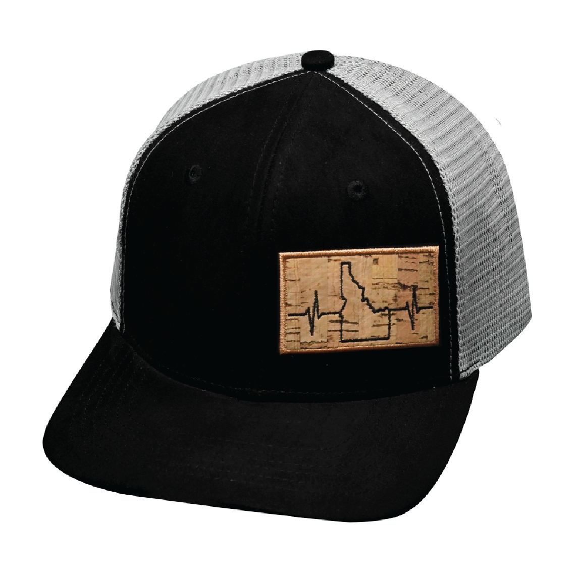 Idaho - 6 Panel - Suede - Black / Gray - Trucker Mesh (Unisex)