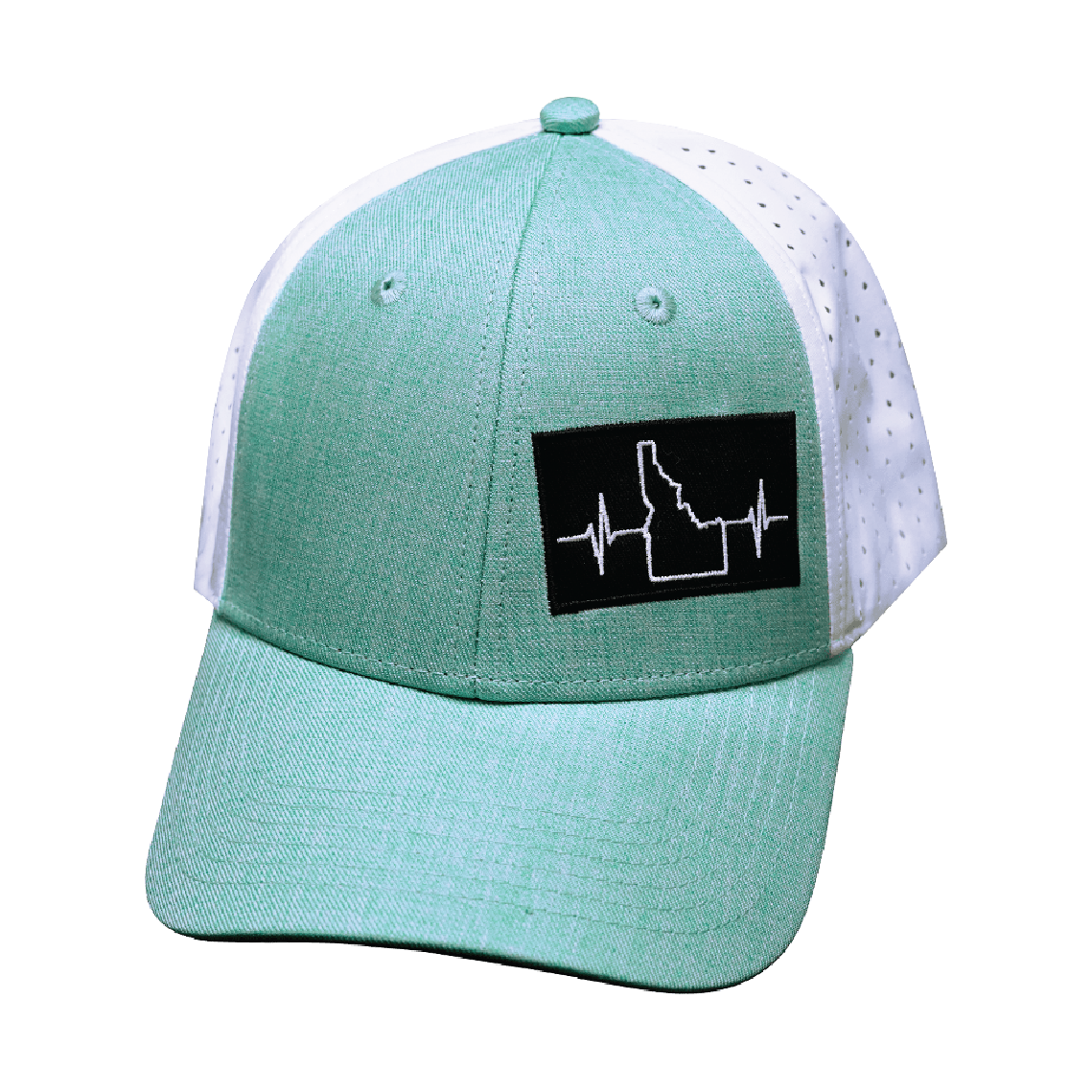 Idaho - 6 Panel - Shallow Fit - Pony Tail - Teal / White - Laser Mesh (Unisex)