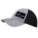 Idaho - 6 Panel - Shallow Fit - Heather Gray / Black - Trucker Mesh (Unisex)