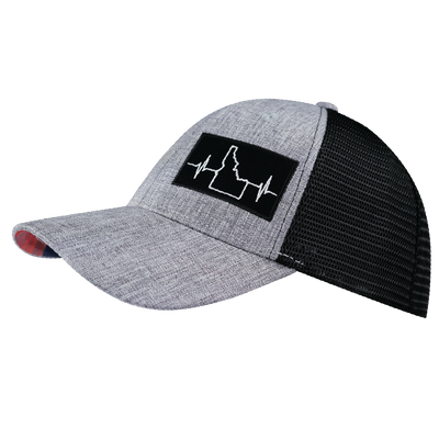 Idaho - 6 Panel - Shallow Fit - Heather Gray / Black - Trucker Mesh (Unisex)