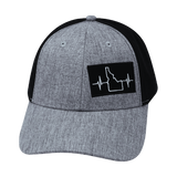 Idaho - 6 Panel - Shallow Fit - Pony Tail - Heather Gray / Black - Laser Mesh (Unisex)