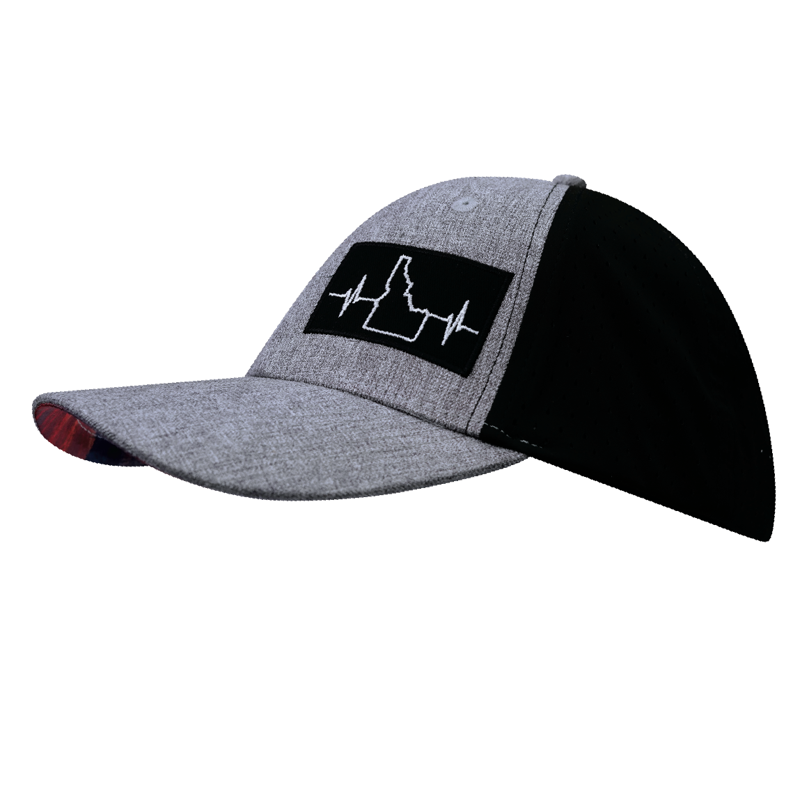 Idaho - 6 Panel - Shallow Fit - Pony Tail - Heather Gray / Black - Laser Mesh (Unisex)