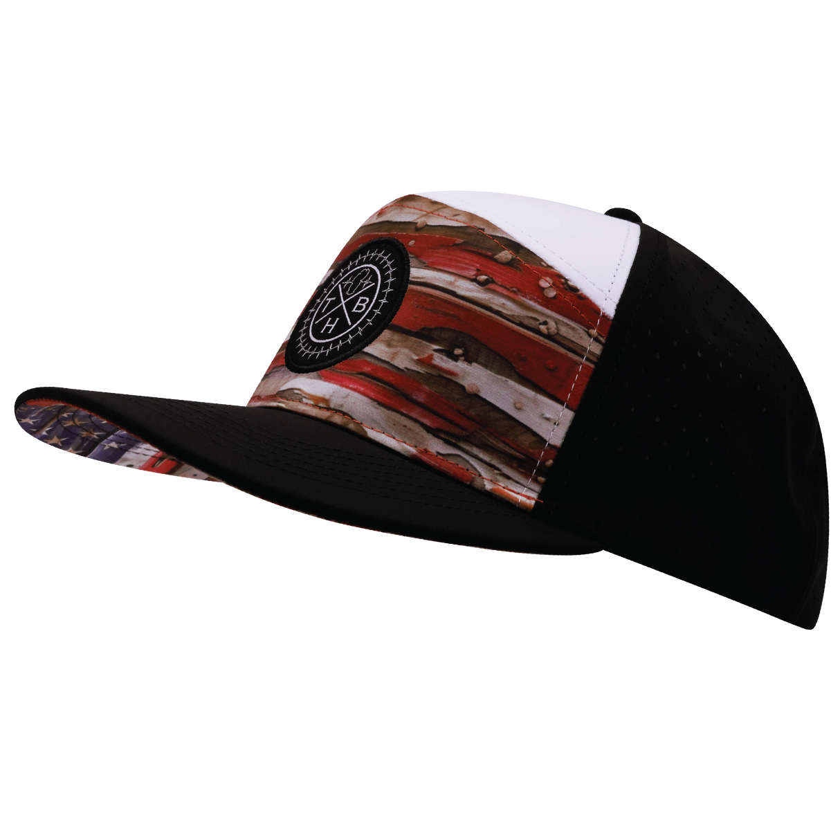 THB - 7 Panel - Vintage Flag - Black / White - Laser Mesh (Unisex)
