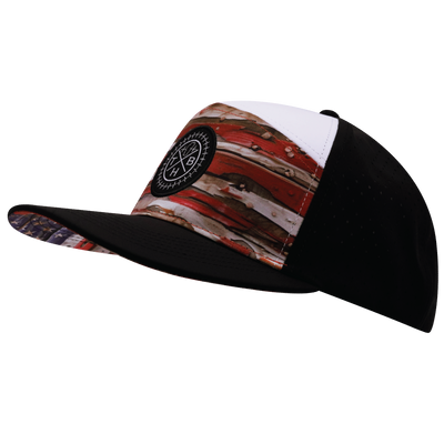 THB - 7 Panel - Vintage Flag - Black / White - Laser Mesh (Unisex)