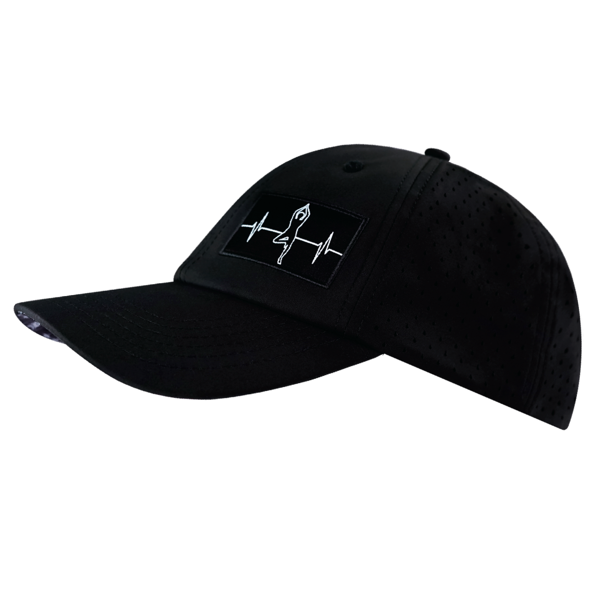 Yoga - 6 Panel - Unstructured - Relaxed Fit - Pony Tail - Black - Laser Mesh (Unisex)