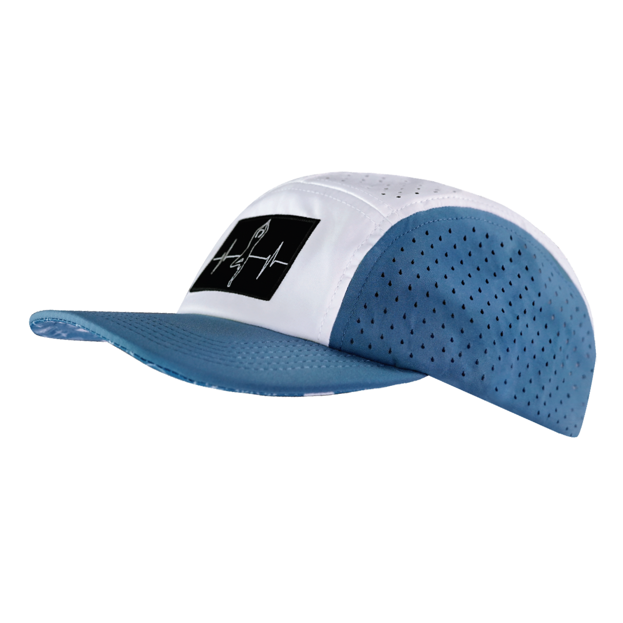 Yoga - 5 Panel - Sporty - Unstructured - Pony Tail - Light Blue / White - Laser Mesh (Unisex)