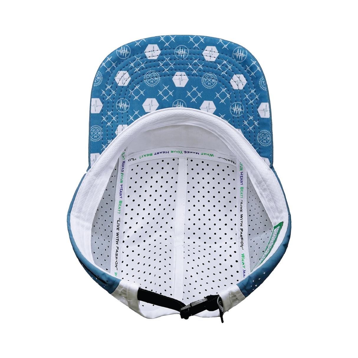 Yoga - 5 Panel - Sporty - Unstructured - Pony Tail - Light Blue / White - Laser Mesh (Unisex)