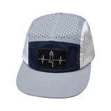 Yoga - 5 Panel - Sporty - Unstructured - Pony Tail - Gray / Navy / White - Laser Mesh (Unisex)