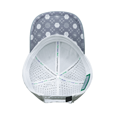 Yoga - 6 Panel - Shallow Fit - Pony Tail - Gray / White - Laser Mesh (Unisex)