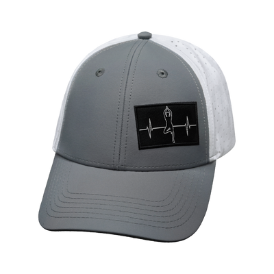 Yoga - 6 Panel - Shallow Fit - Pony Tail - Gray / White - Laser Mesh (Unisex)