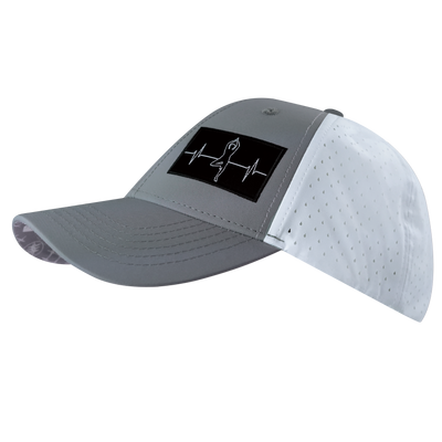 Yoga - 6 Panel - Shallow Fit - Pony Tail - Gray / White - Laser Mesh (Unisex)