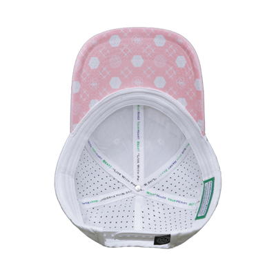 Yoga - 6 Panel - Shallow Fit - Pony Tail - Pink / White - Laser Mesh (Unisex)