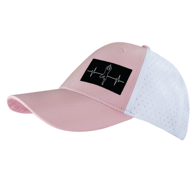 Yoga - 6 Panel - Shallow Fit - Pony Tail - Pink / White - Laser Mesh (Unisex)