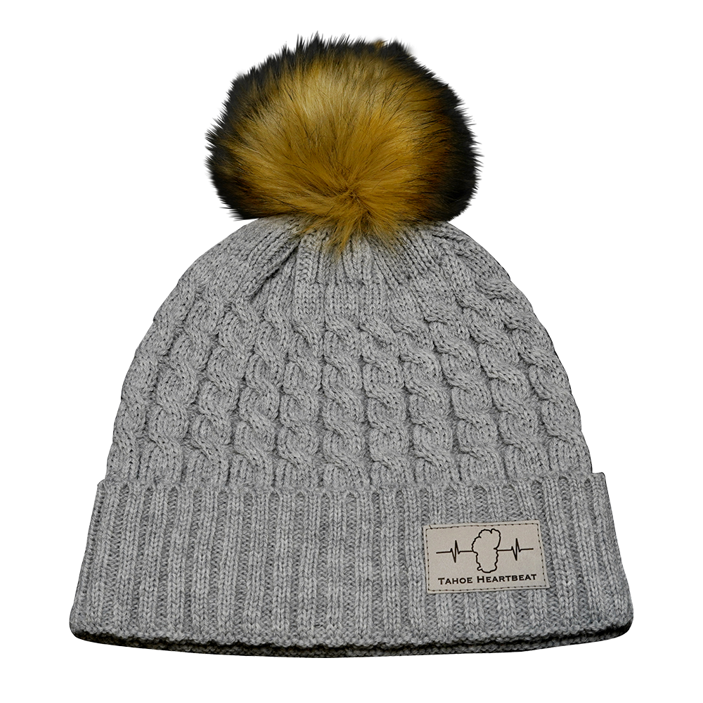 Tahoe - Beanie - Pom - Silver Patch - Gray (Unisex)