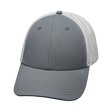 Blank 6 Panel hat — Shallow Fit, Pony Tail, Gray / White, Laser Mesh