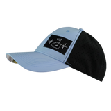 Golf - 6 Panel - Shallow Fit - Pony Tail - Baby Blue / Black - Laser Mesh (Unisex)