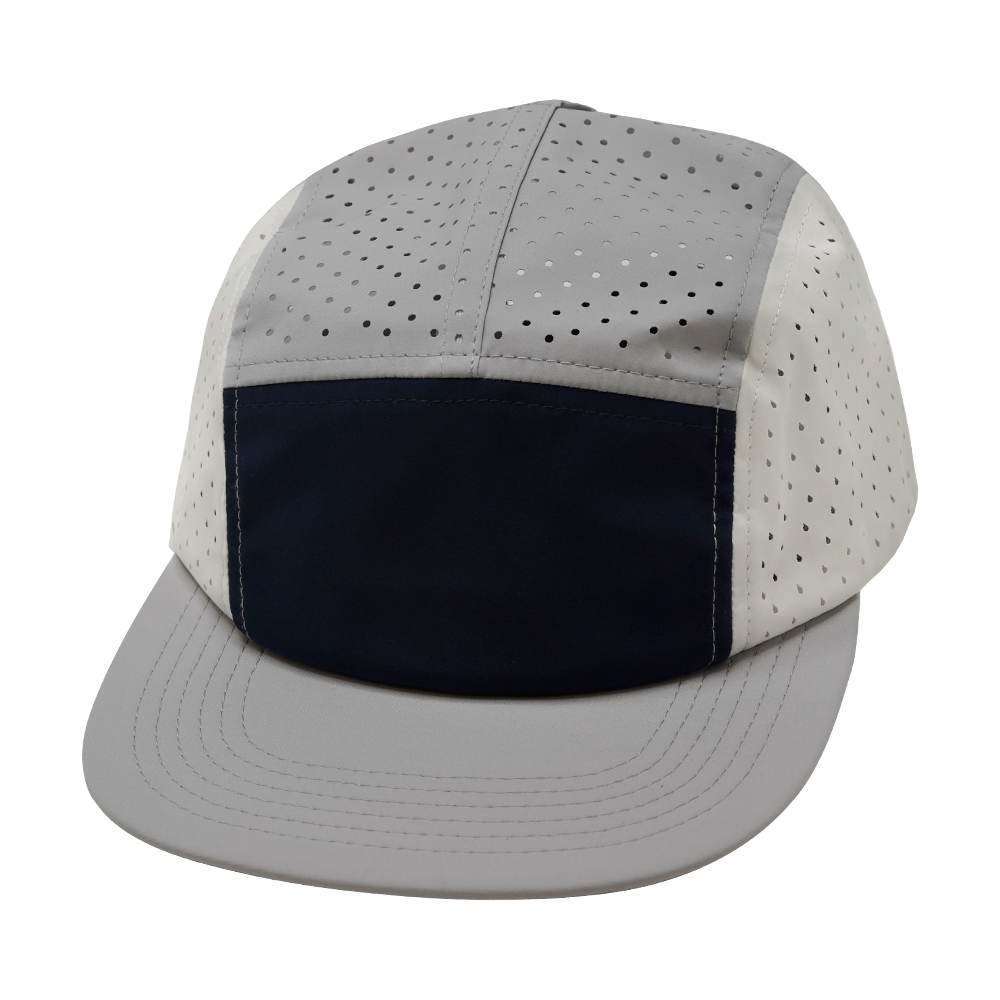 Blank - 5 Panel - Sporty - Unstructured - Pony Tail - Gray / Navy / White (Unisex)