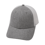 Blank - 6 Panel  - Shallow Fit - Gray /  White (Unisex) Trucker Mesh